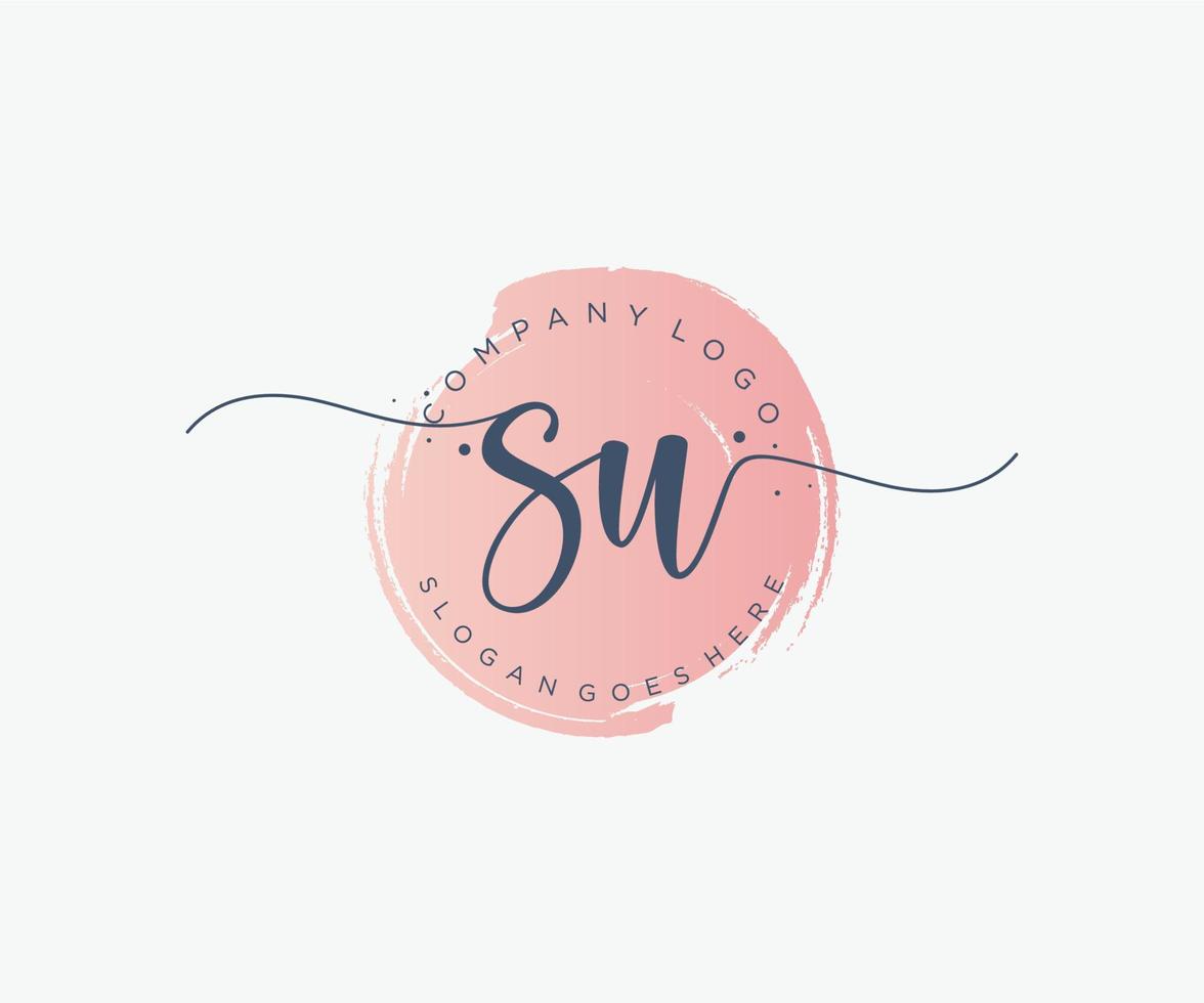 Initial SU feminine logo. Usable for Nature, Salon, Spa, Cosmetic and Beauty Logos. Flat Vector Logo Design Template Element.