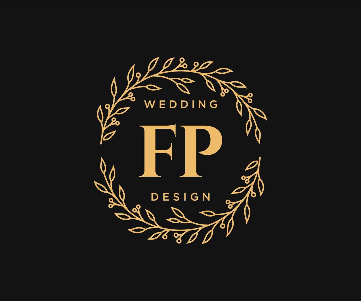 FP Initials letter Wedding monogram logos collection, hand drawn modern minimalistic and floral templates for Invitation cards, Save the Date, elegant identity for restaurant, boutique, cafe in vector