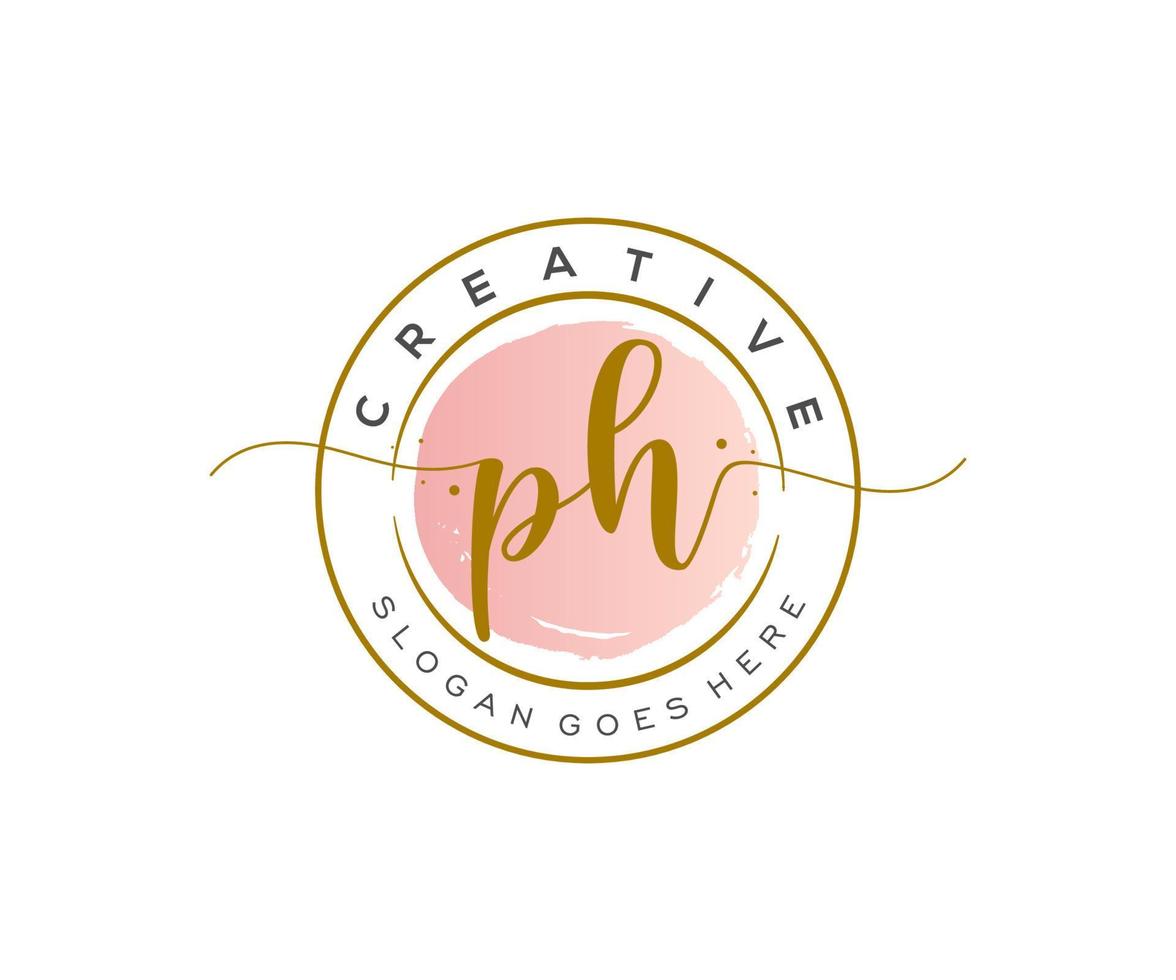 initial PH Feminine logo beauty monogram and elegant logo design, handwriting logo of initial signature, wedding, fashion, floral and botanical with creative template. vector