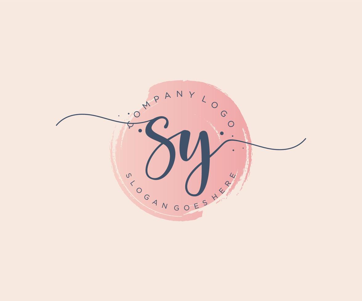 Initial SY feminine logo. Usable for Nature, Salon, Spa, Cosmetic and Beauty Logos. Flat Vector Logo Design Template Element.