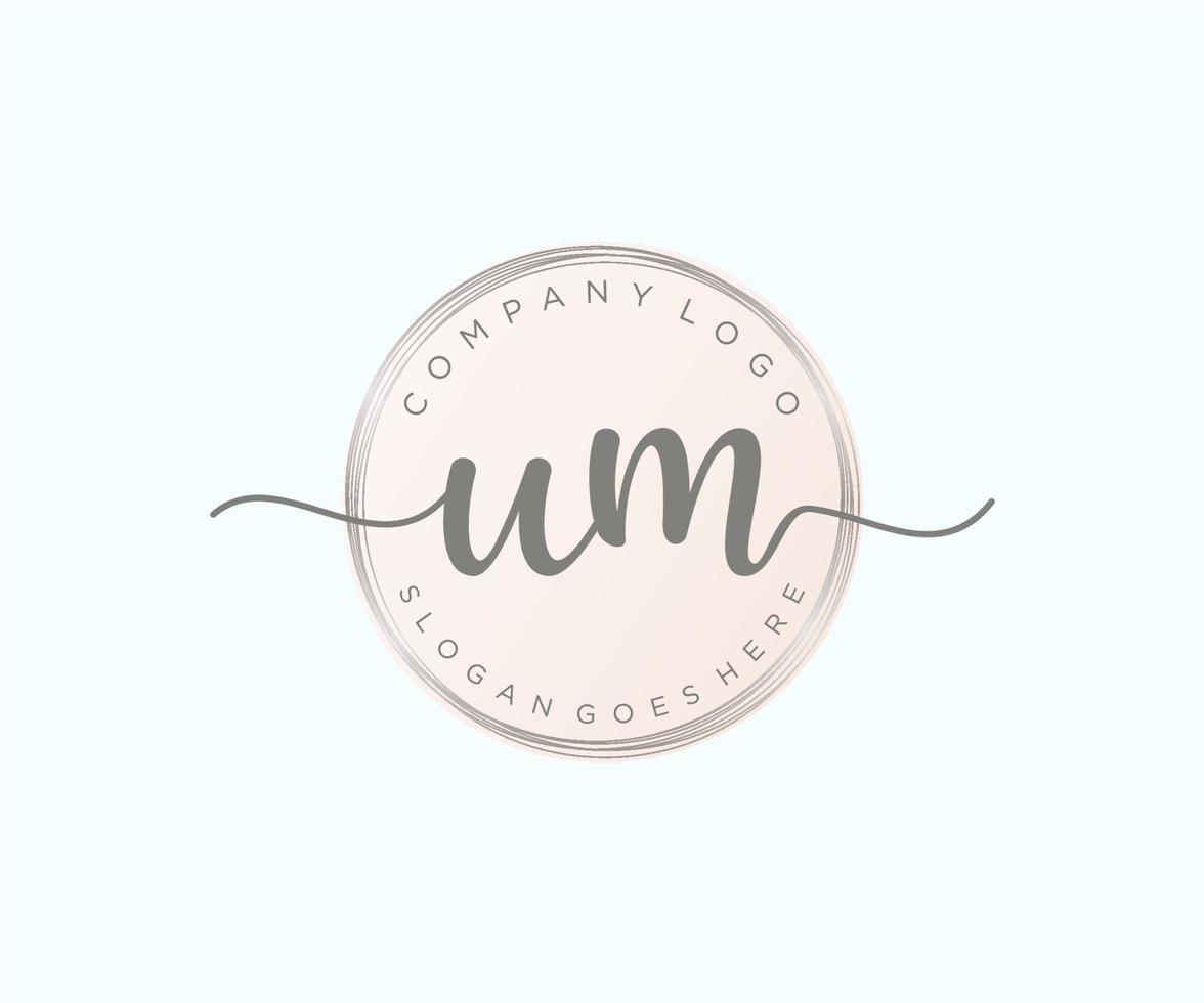 Initial UM feminine logo. Usable for Nature, Salon, Spa, Cosmetic and Beauty Logos. Flat Vector Logo Design Template Element.