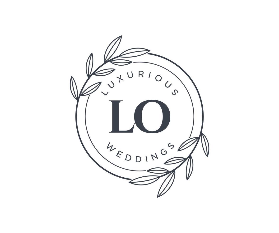 LO Initials letter Wedding monogram logos template, hand drawn modern minimalistic and floral templates for Invitation cards, Save the Date, elegant identity. vector