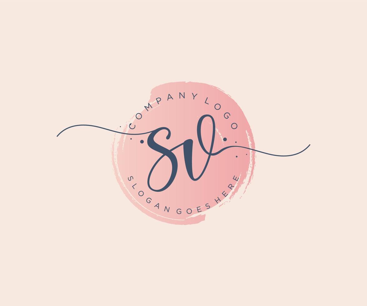 Initial SV feminine logo. Usable for Nature, Salon, Spa, Cosmetic and Beauty Logos. Flat Vector Logo Design Template Element.