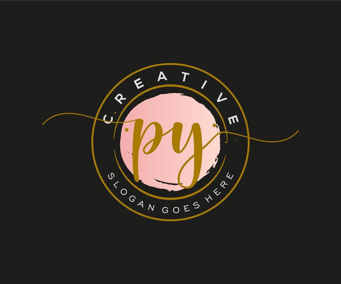 initial PY Feminine logo beauty monogram and elegant logo design, handwriting logo of initial signature, wedding, fashion, floral and botanical with creative template. vector