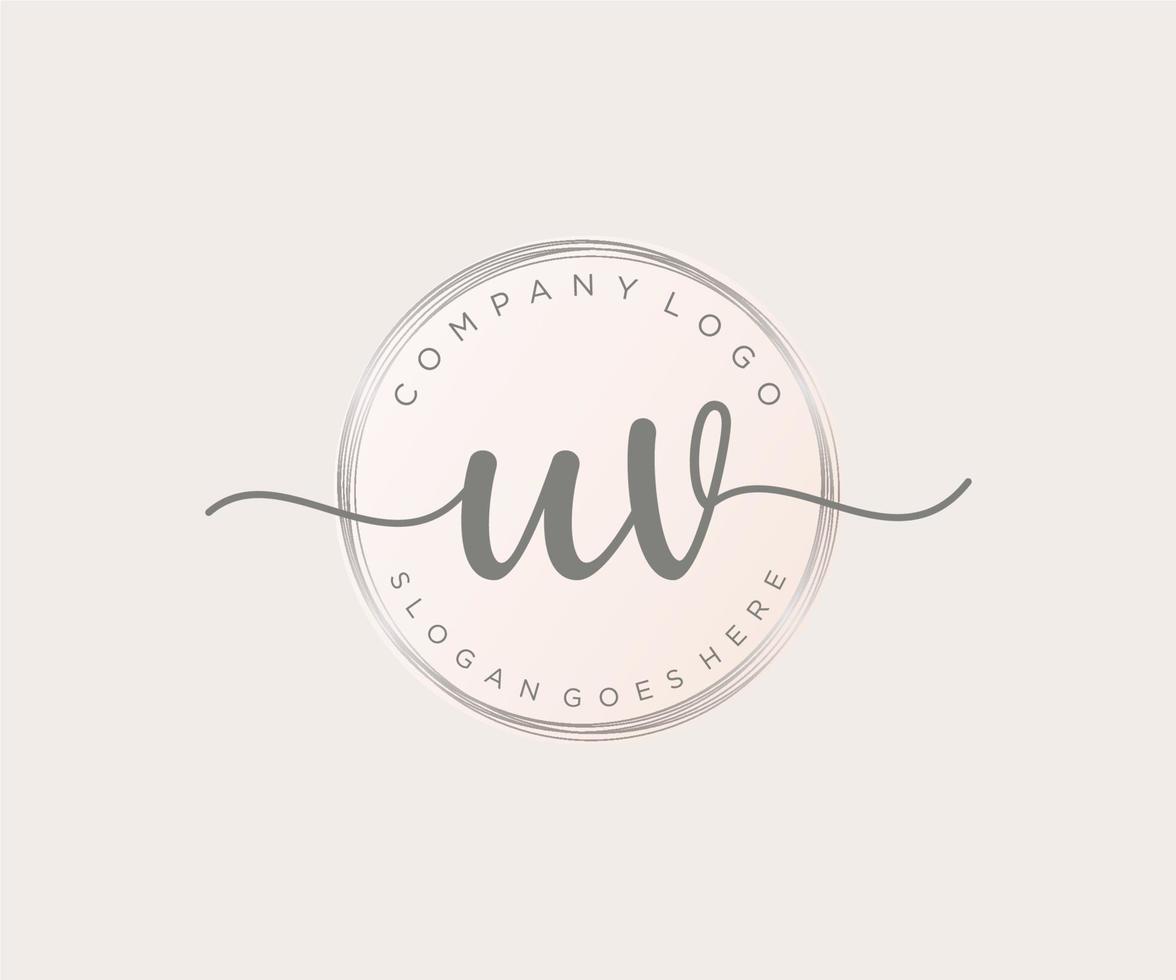 Initial UV feminine logo. Usable for Nature, Salon, Spa, Cosmetic and Beauty Logos. Flat Vector Logo Design Template Element.