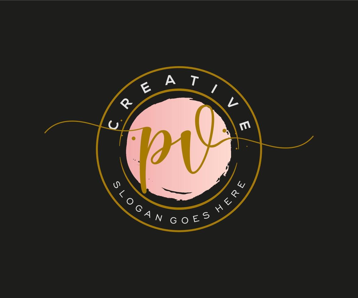 initial PV Feminine logo beauty monogram and elegant logo design, handwriting logo of initial signature, wedding, fashion, floral and botanical with creative template. vector