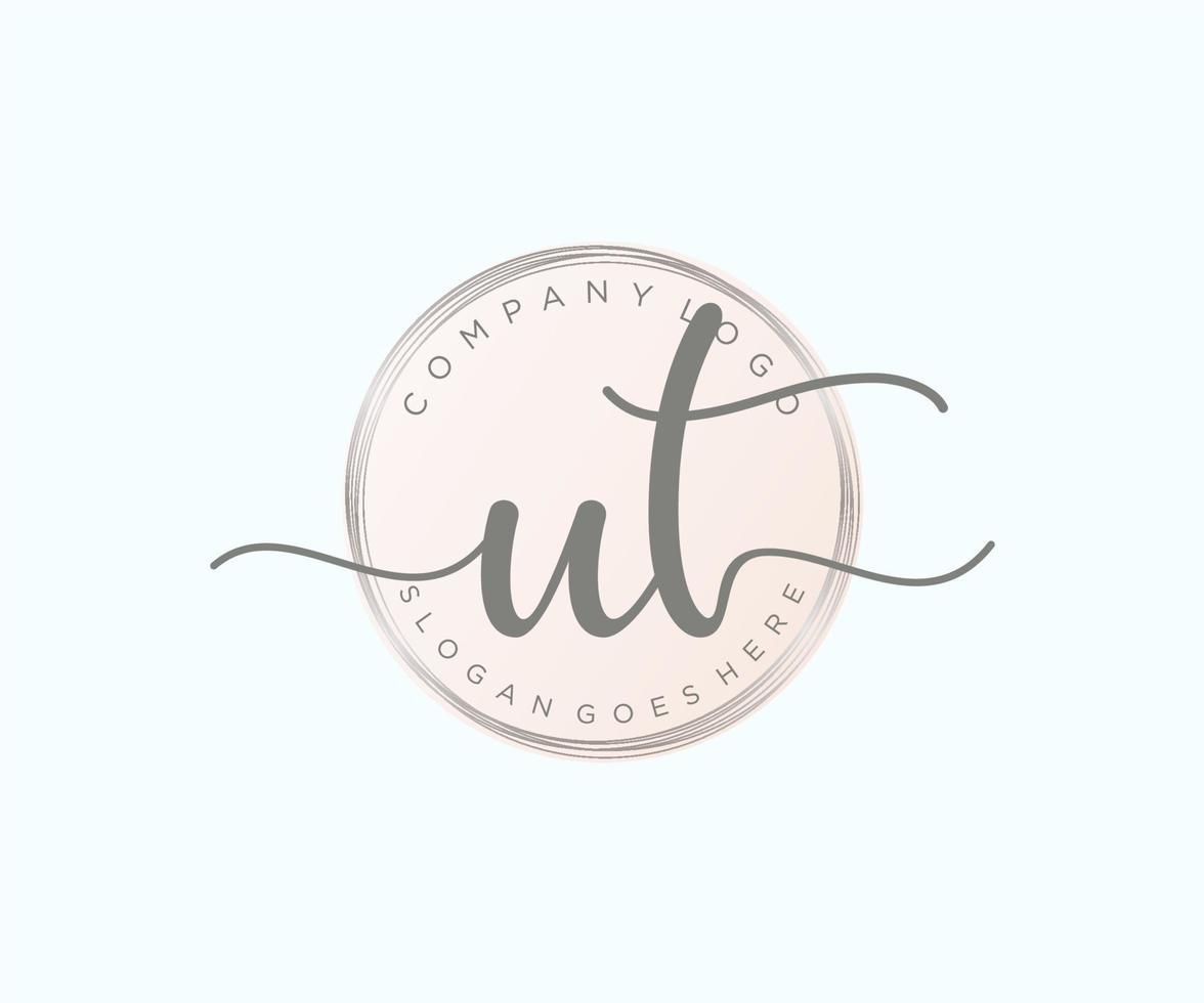 Initial UT feminine logo. Usable for Nature, Salon, Spa, Cosmetic and Beauty Logos. Flat Vector Logo Design Template Element.