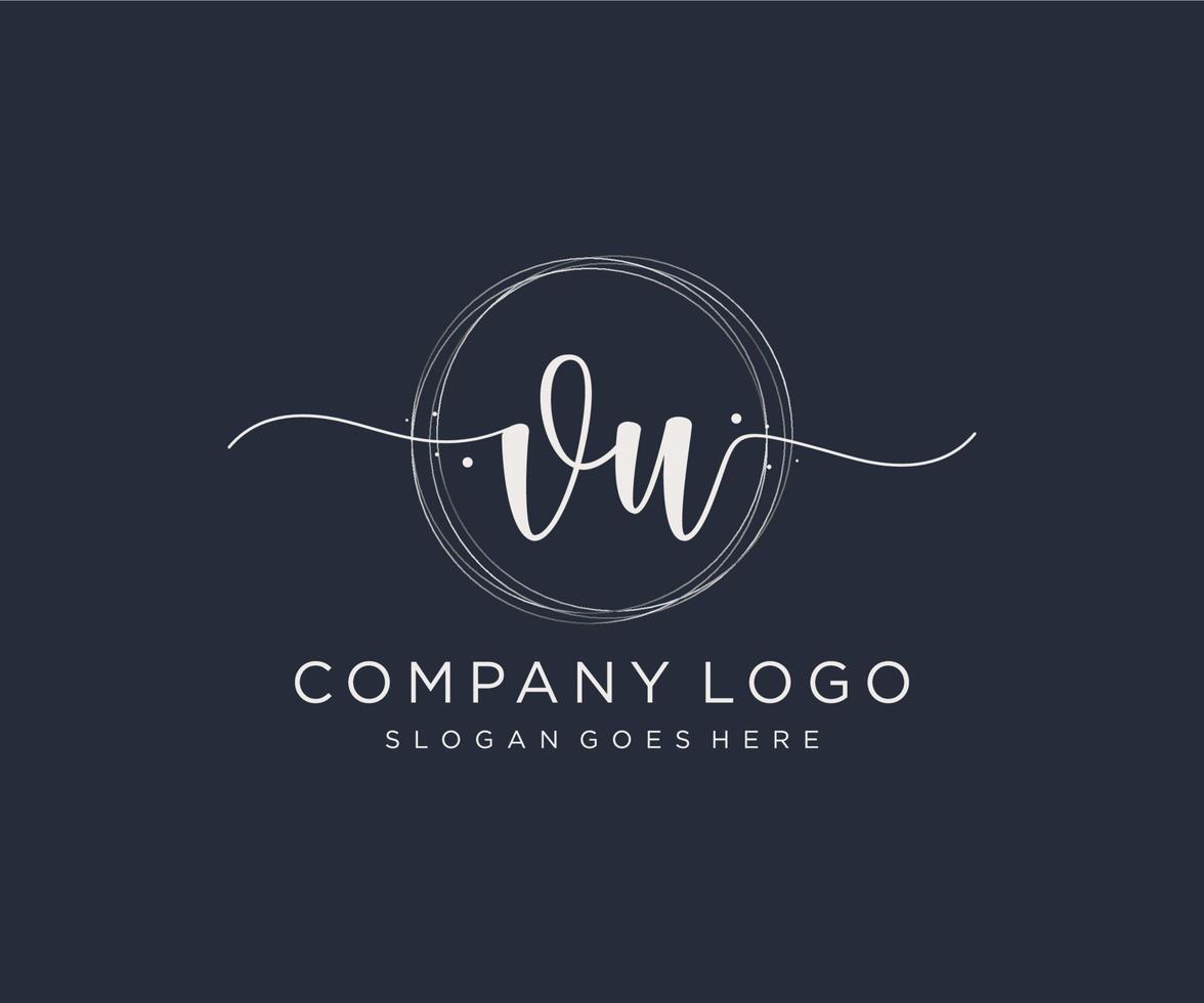 Initial VU feminine logo. Usable for Nature, Salon, Spa, Cosmetic and Beauty Logos. Flat Vector Logo Design Template Element.