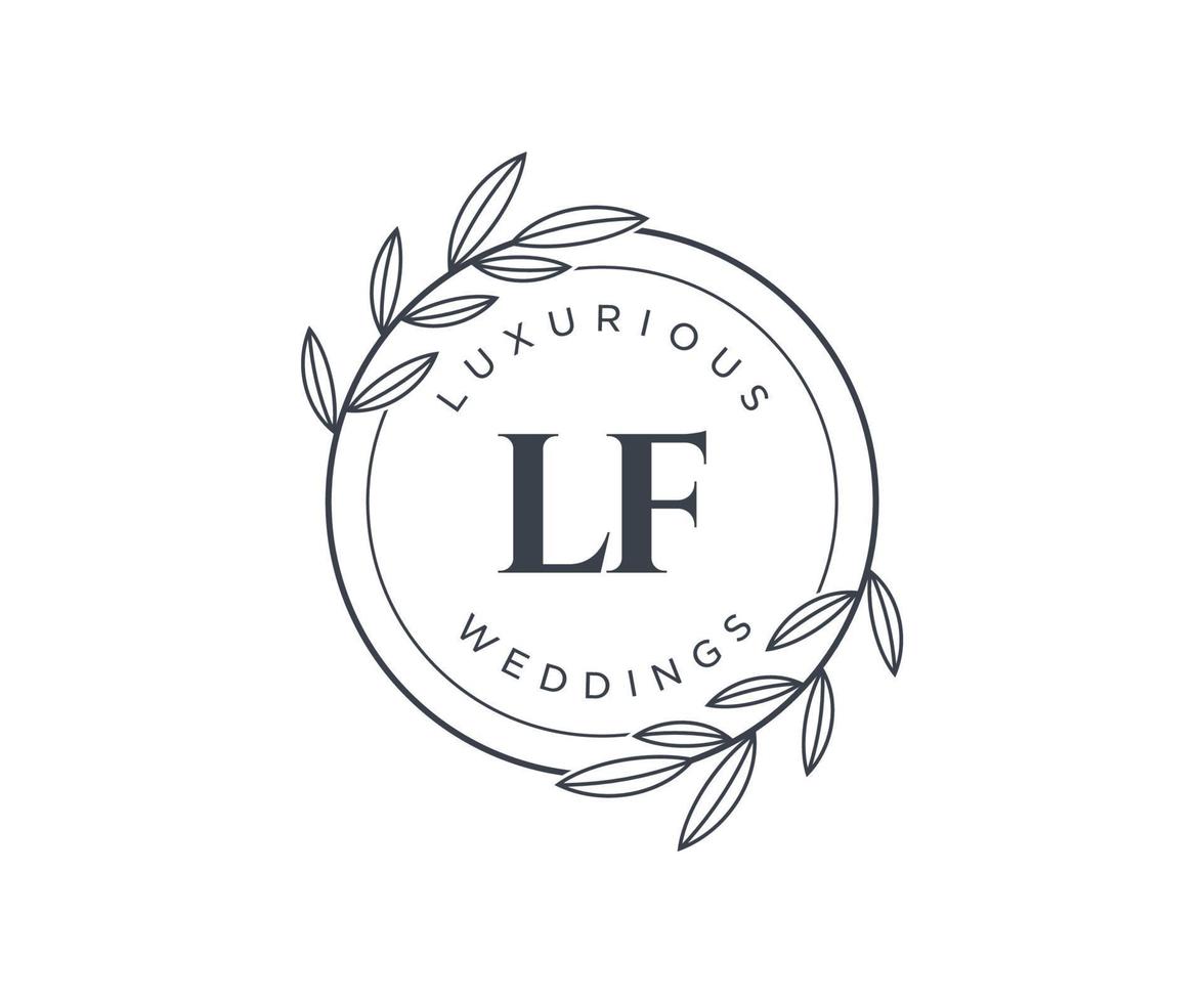 Plantilla de logotipos de monograma de boda con letras iniciales lf, plantillas florales y minimalistas modernas dibujadas a mano para tarjetas de invitación, guardar la fecha, identidad elegante. vector