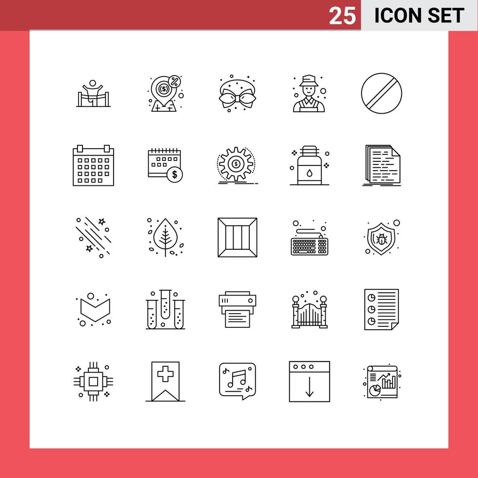 conjunto de 25 iconos de interfaz de usuario modernos símbolos signos para decoración de avatar finanzas navidad cumpleaños elementos de diseño vectorial editables vector