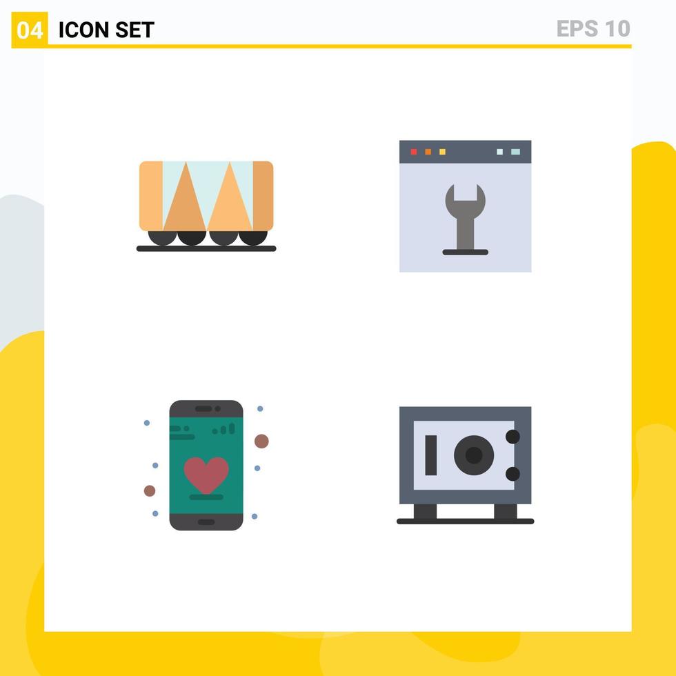 Pack of 4 creative Flat Icons of railroad dating browser page deposit Editable Vector Design Elements