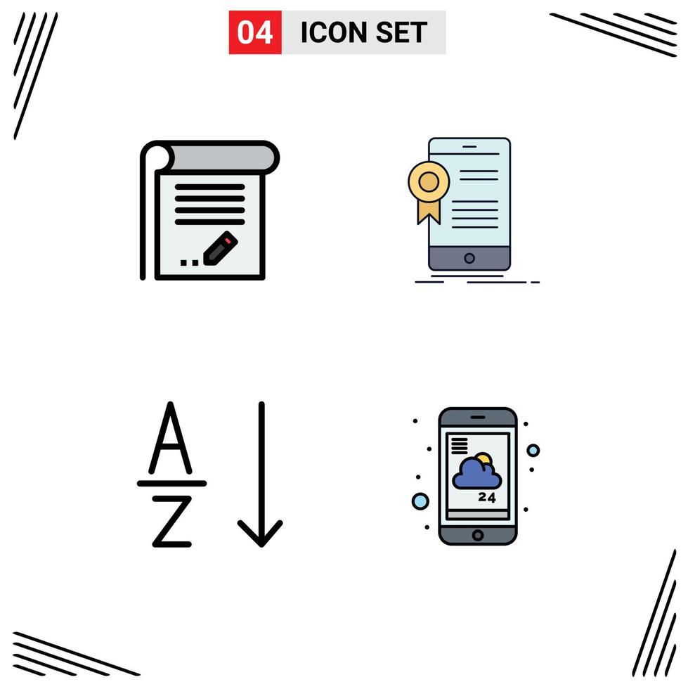 4 Creative Icons Modern Signs and Symbols of document approval note certification order Editable Vector Design Elements