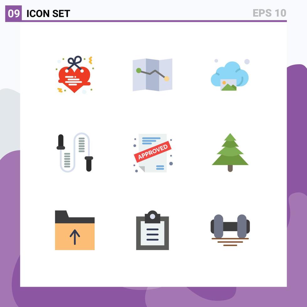 Set of 9 Modern UI Icons Symbols Signs for contract application image sport fitness Editable Vector Design Elements