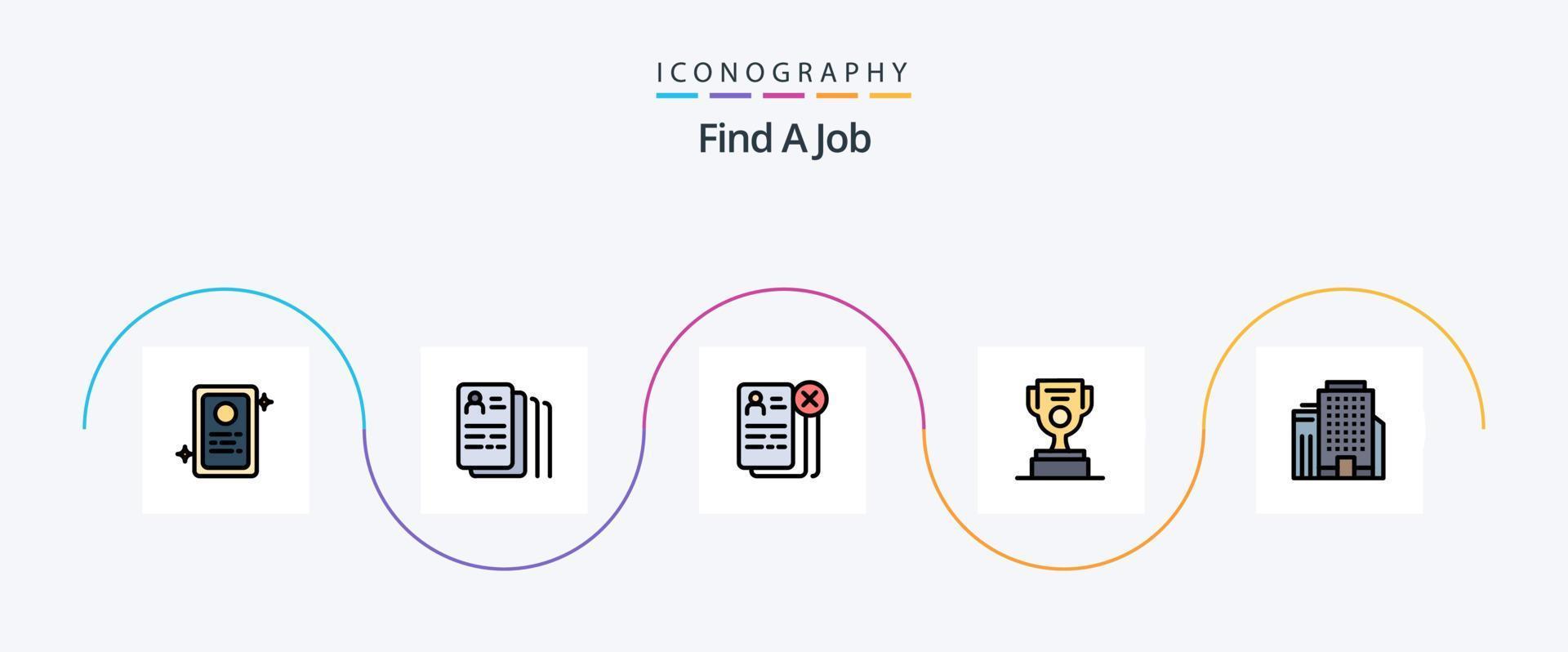 Find A Job Line Filled Flat 5 Icon Pack Including building. cup. career. award. job vector