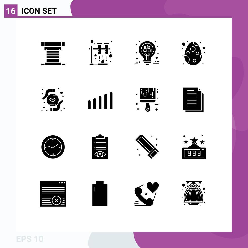 User Interface Pack of 16 Basic Solid Glyphs of technology egg ideas easter sale advertisement Editable Vector Design Elements