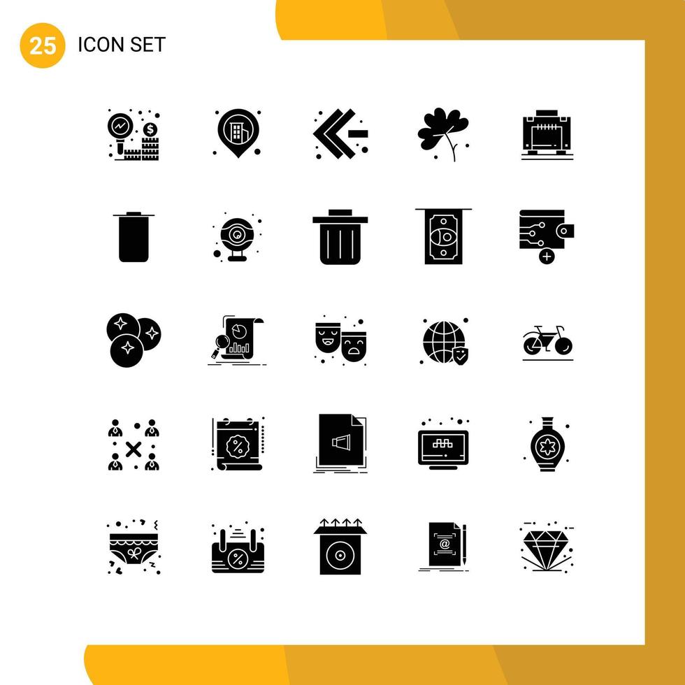 Editable Vector Line Pack of 25 Simple Solid Glyphs of luggage bag fast forward hotel flower Editable Vector Design Elements