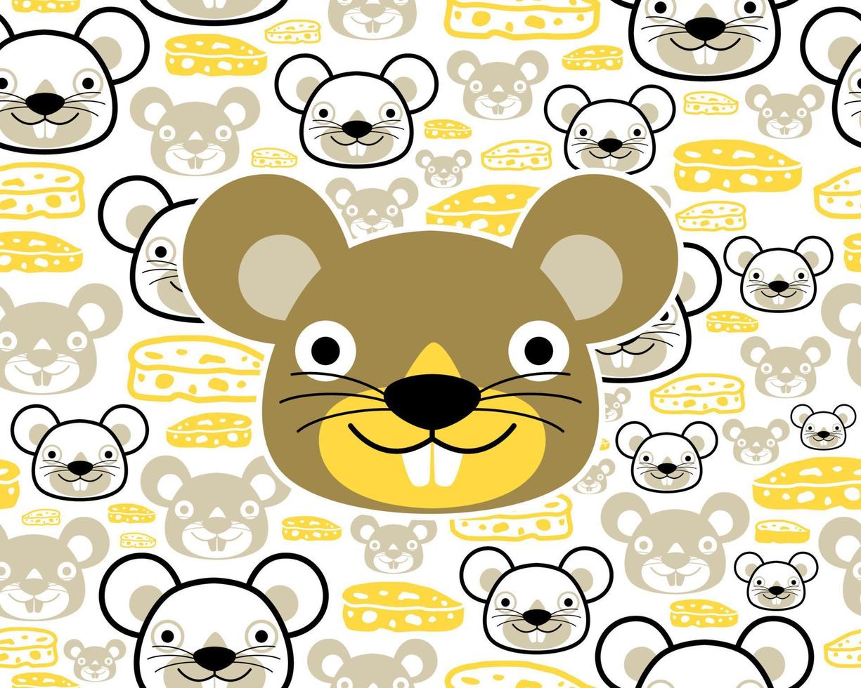 Seamless pattern vector with funny mouse cartoon with cheese