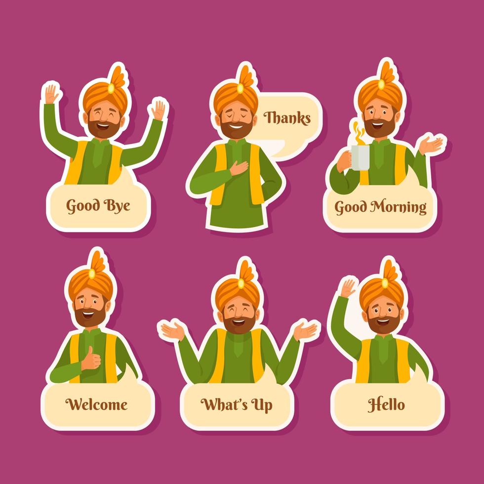 Lohri Greeting Sticker Set vector