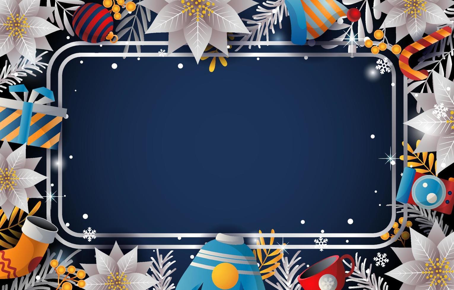 Winter Border Background with Winter Elements vector