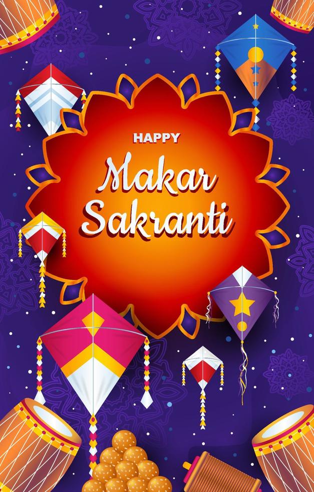 feliz makar sankranti fondo vector