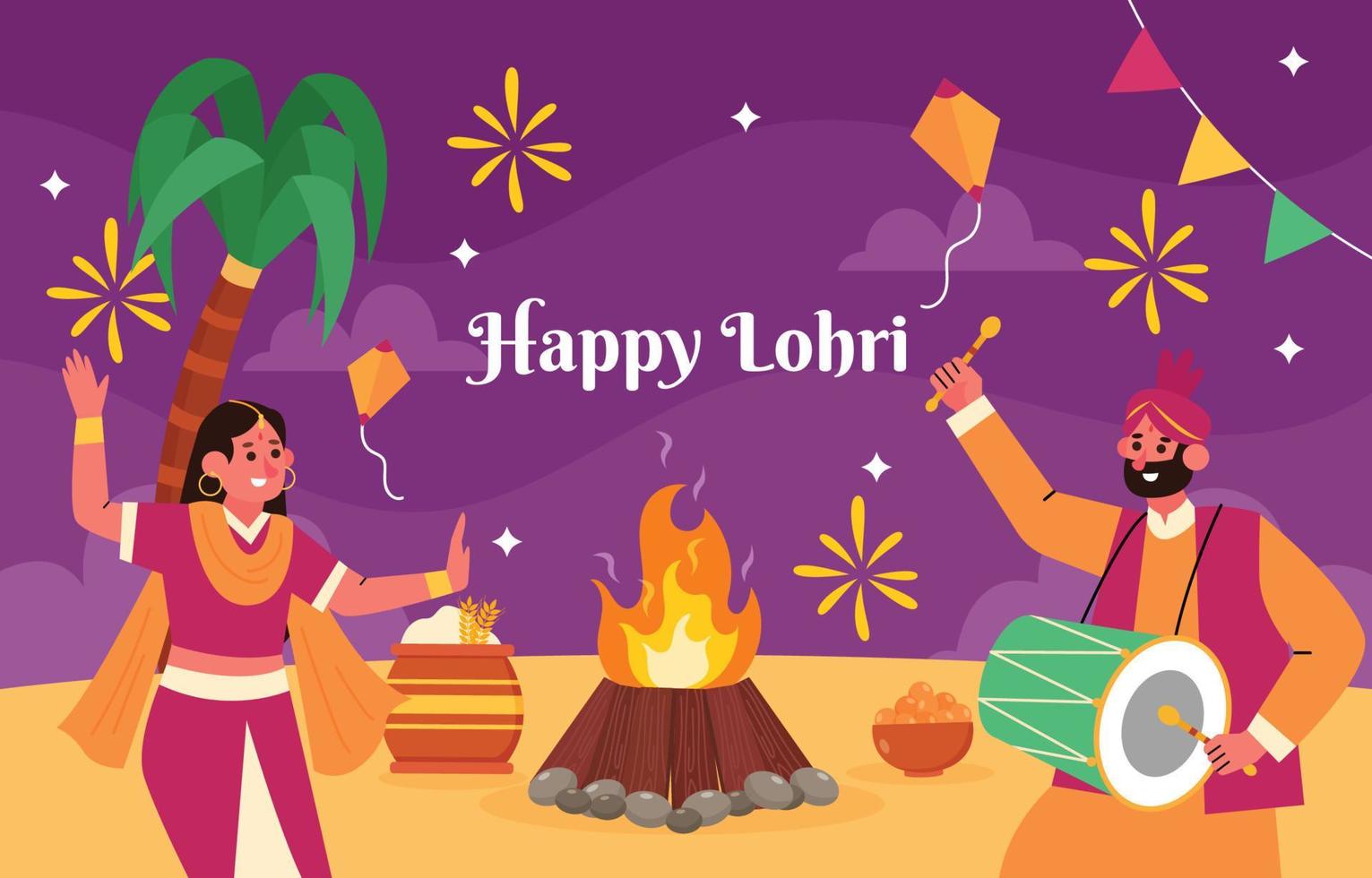 Lohri Festival Celebration Background vector