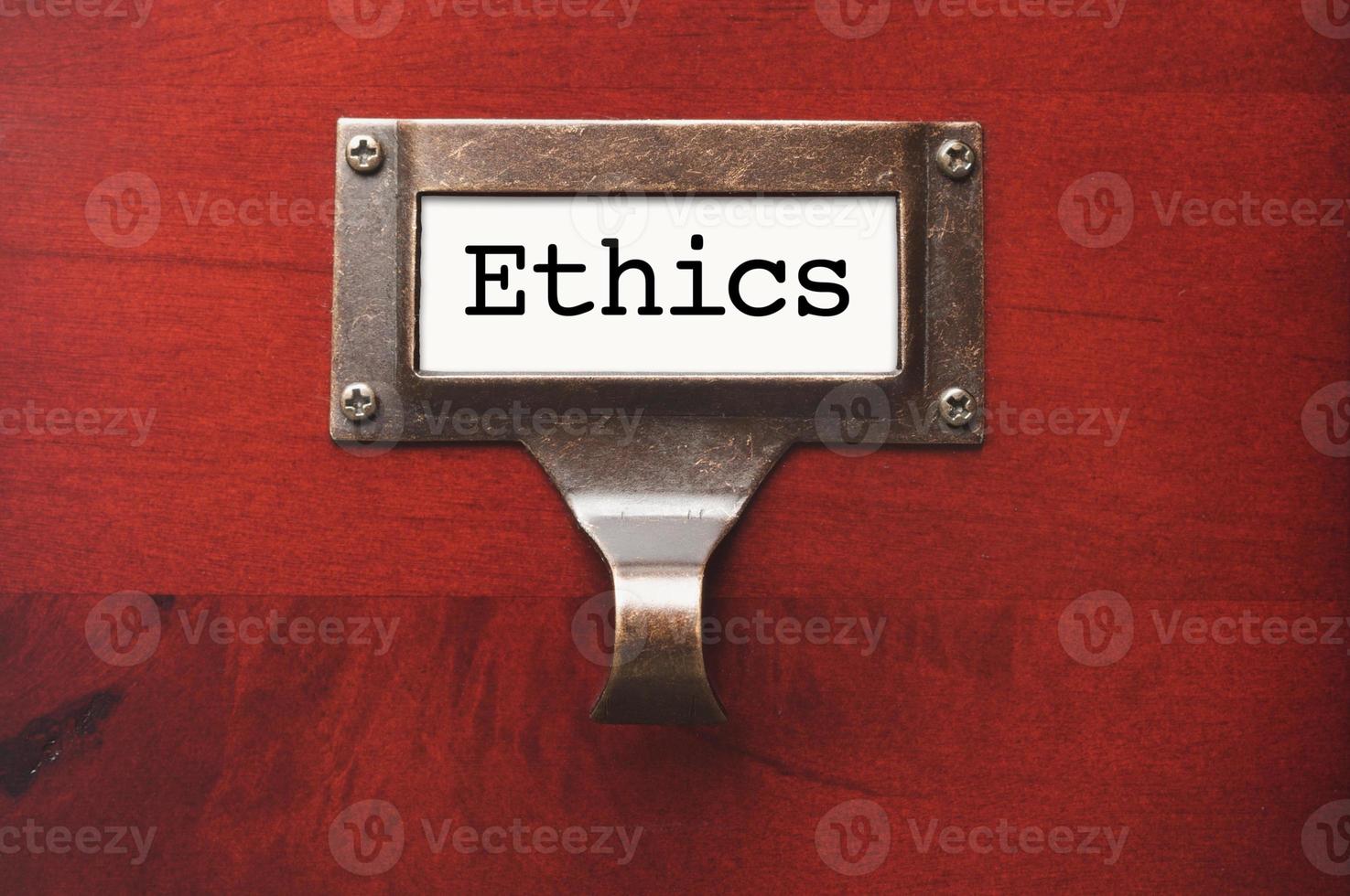 Lustrous Wooden Cabinet with Ethics File Label photo