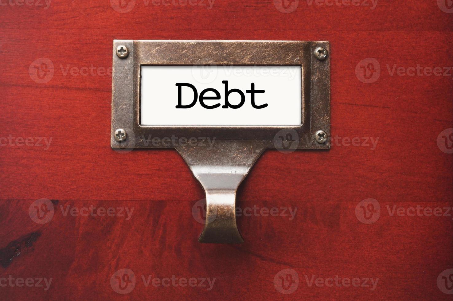 Lustrous Wooden Cabinet with Debt File Label photo