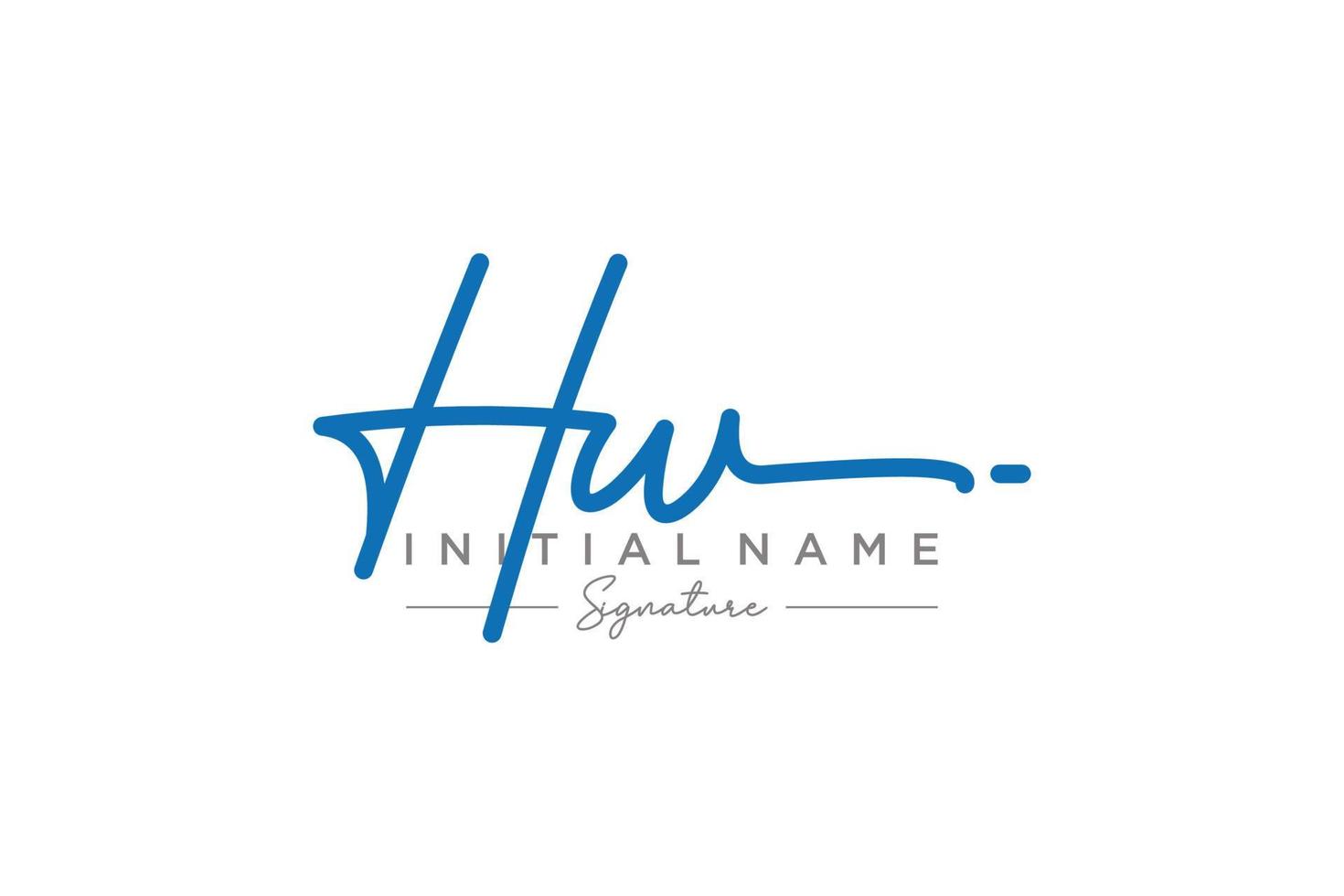 Initial HW signature logo template vector. Hand drawn Calligraphy lettering Vector illustration.