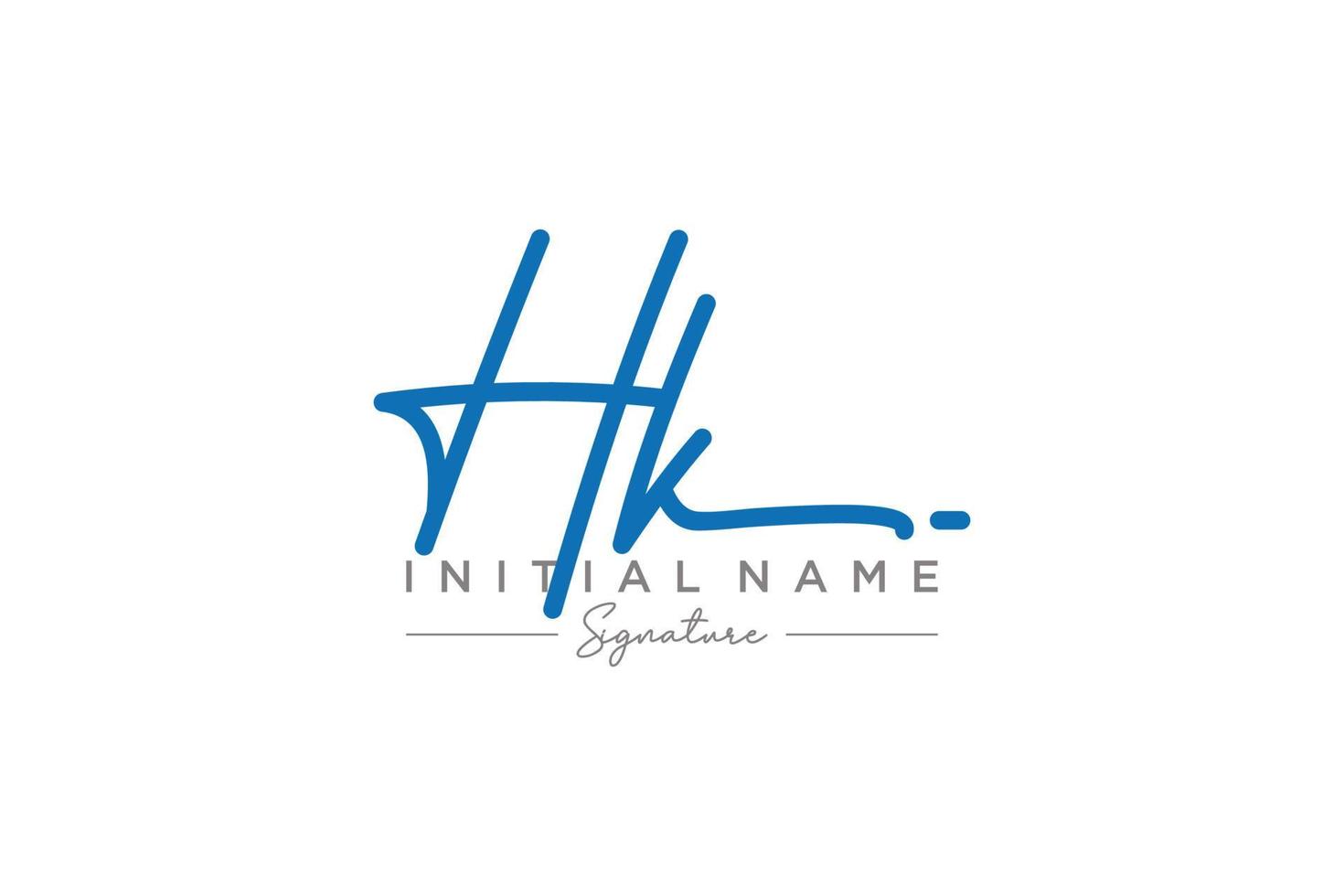 vector de plantilla de logotipo de firma hk inicial. ilustración de vector de letras de caligrafía dibujada a mano.