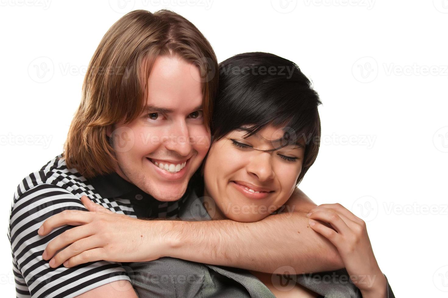 Diverse Caucasian Male and Multiethnic Female Portrait photo