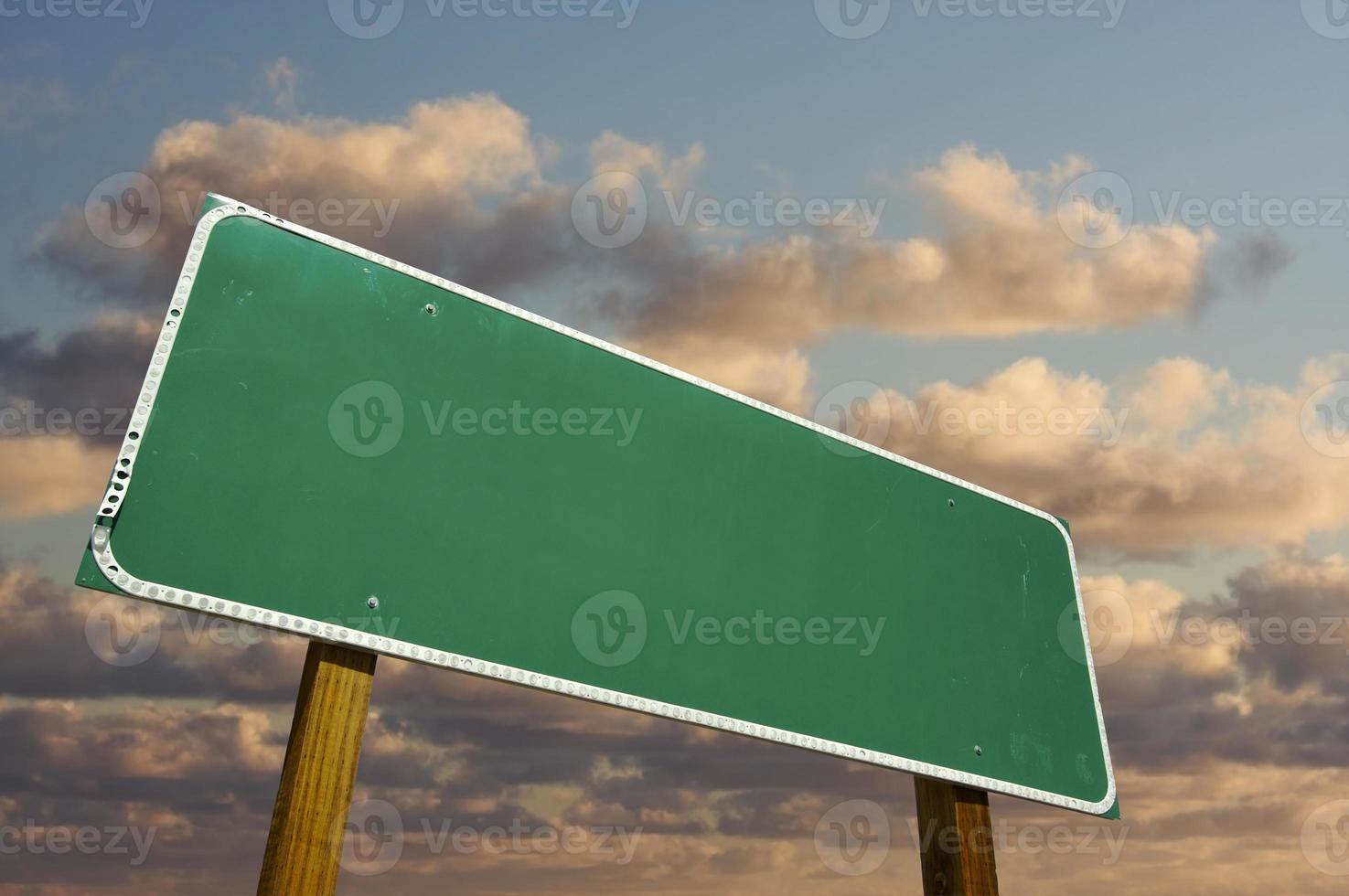 Blank Green Road Sign photo