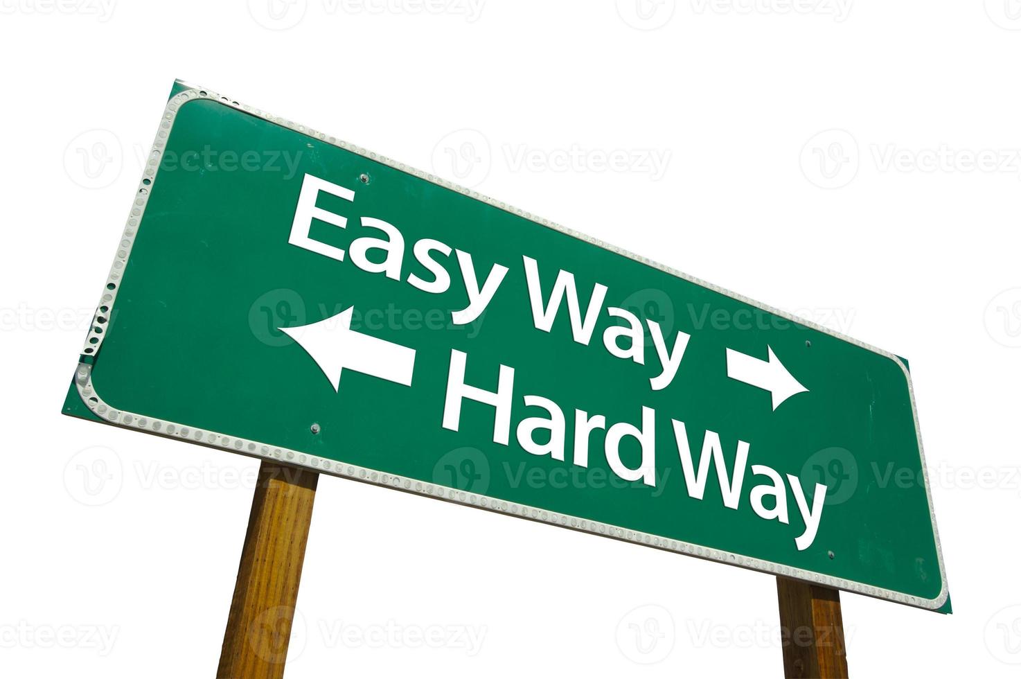 Easy Way, Hard Way Green Road Sign photo