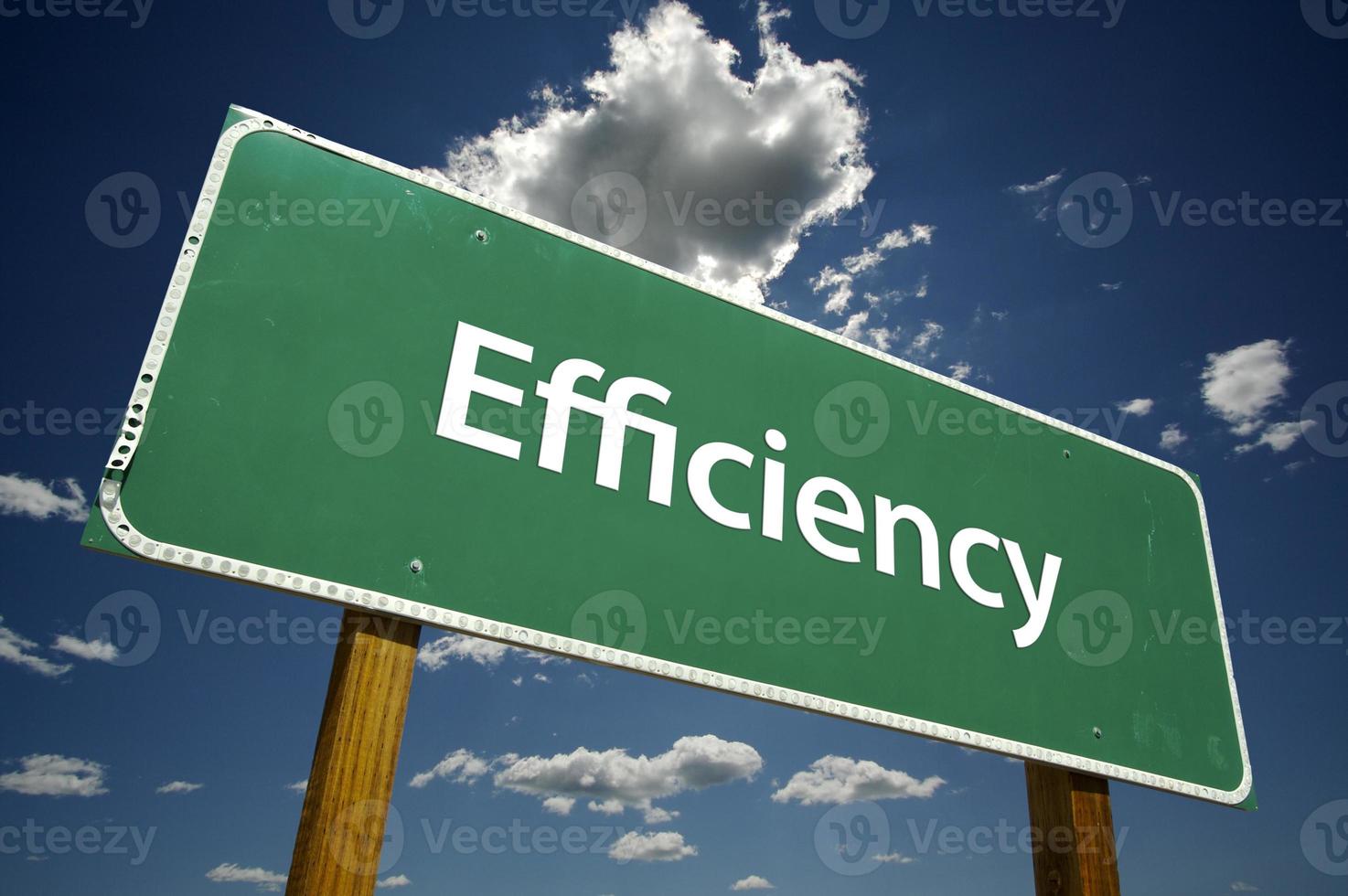 Efficiency Green Road Sign on Clouds photo