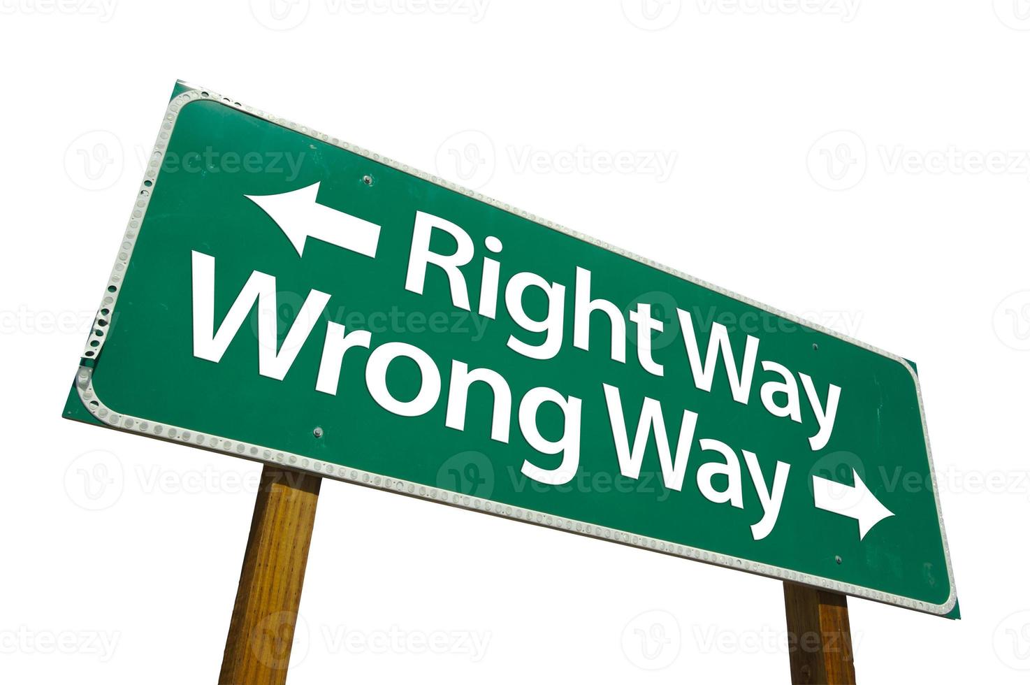 Right Way, Wrong Way Green Road Sign photo