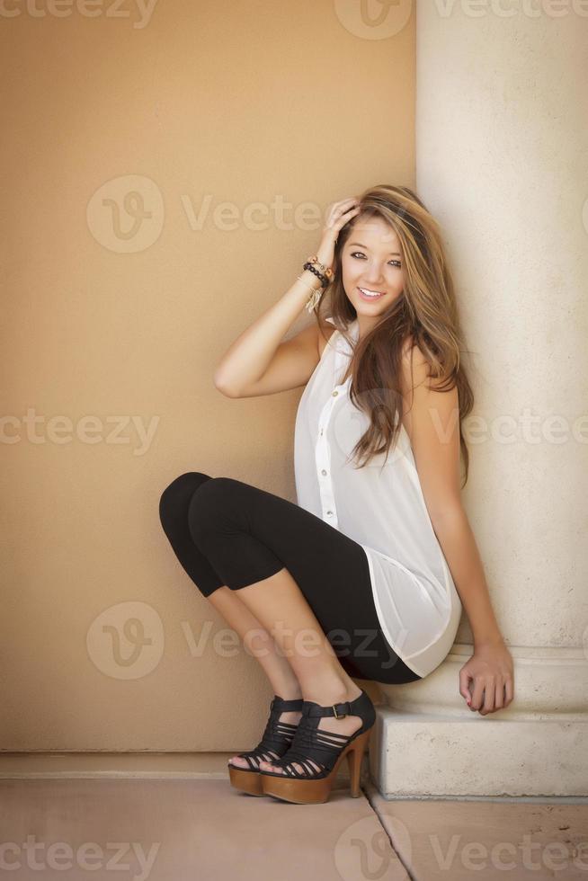 Attractive Mixed Race Girl Portrait photo