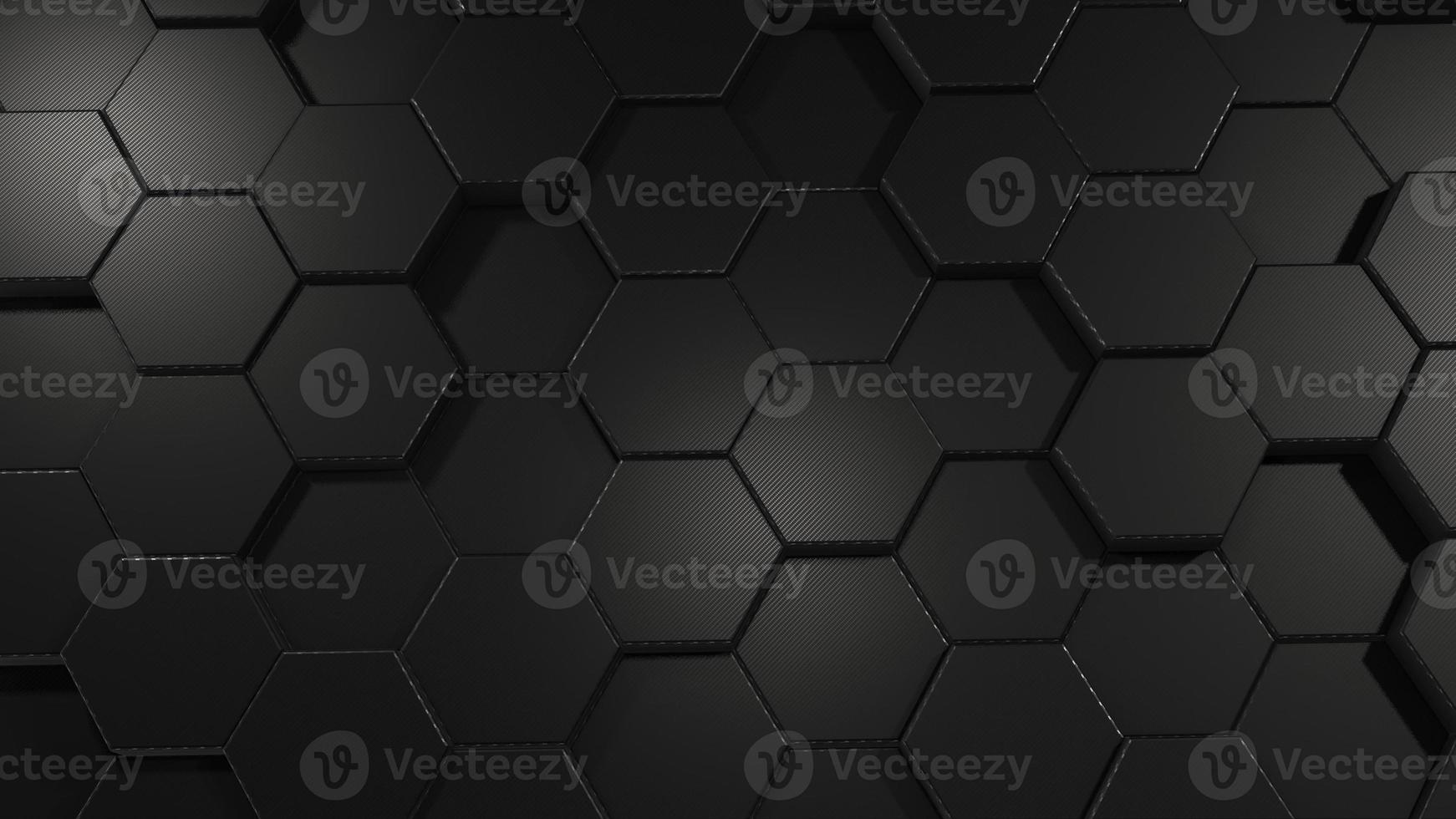 Abstract background of carbon hexagons. Polygonal dark surface. The concept of futuristic technology. Geometric data. 3d rendering photo