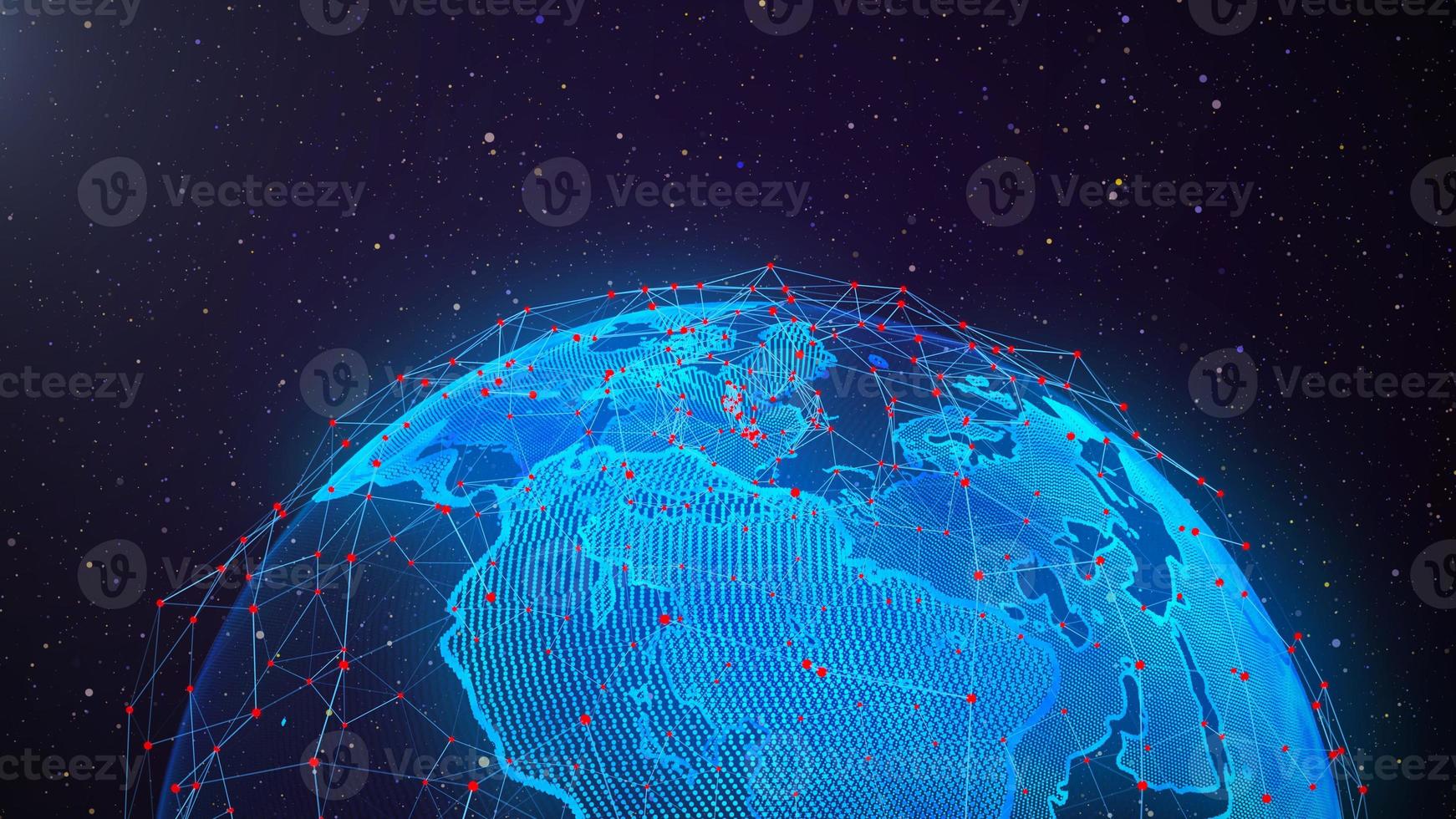 Worldwide network connection. Global blue background of planet Earth. Big data. High-tech user interface. 3d rendering. photo