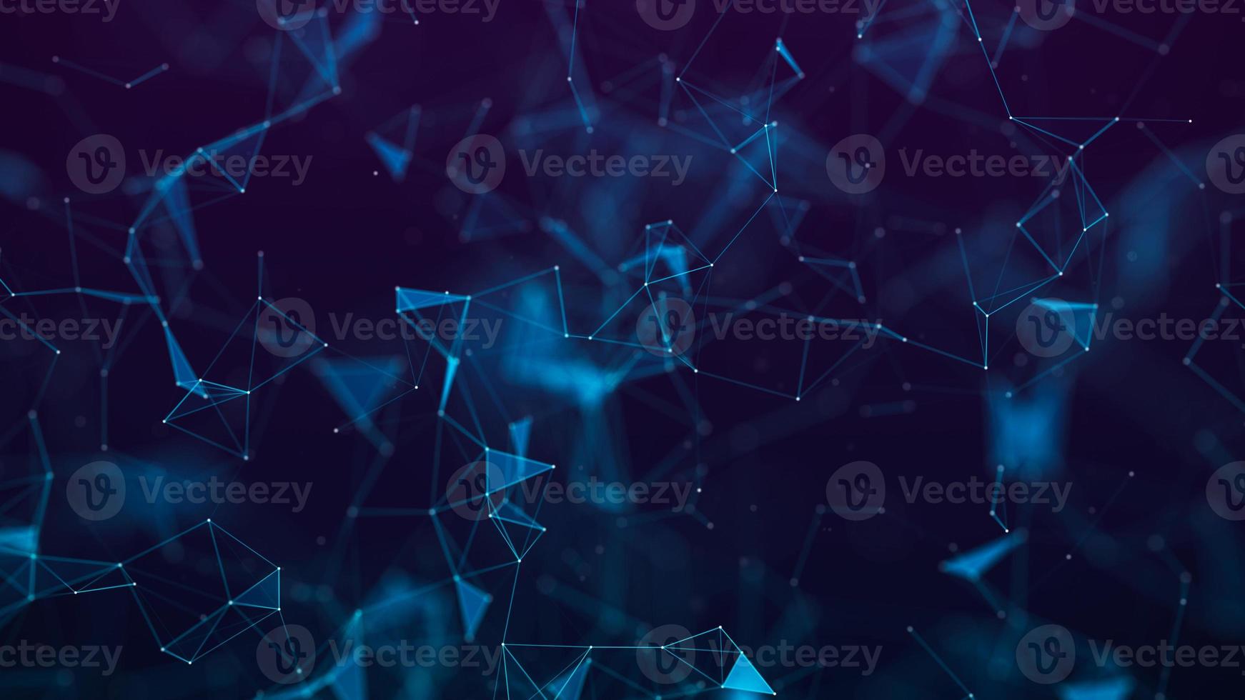 Abstract dark background with moving lines and dots with blue triangles. The concept of big data. Network connection. Internet connection worldwide. 3d rendering. photo