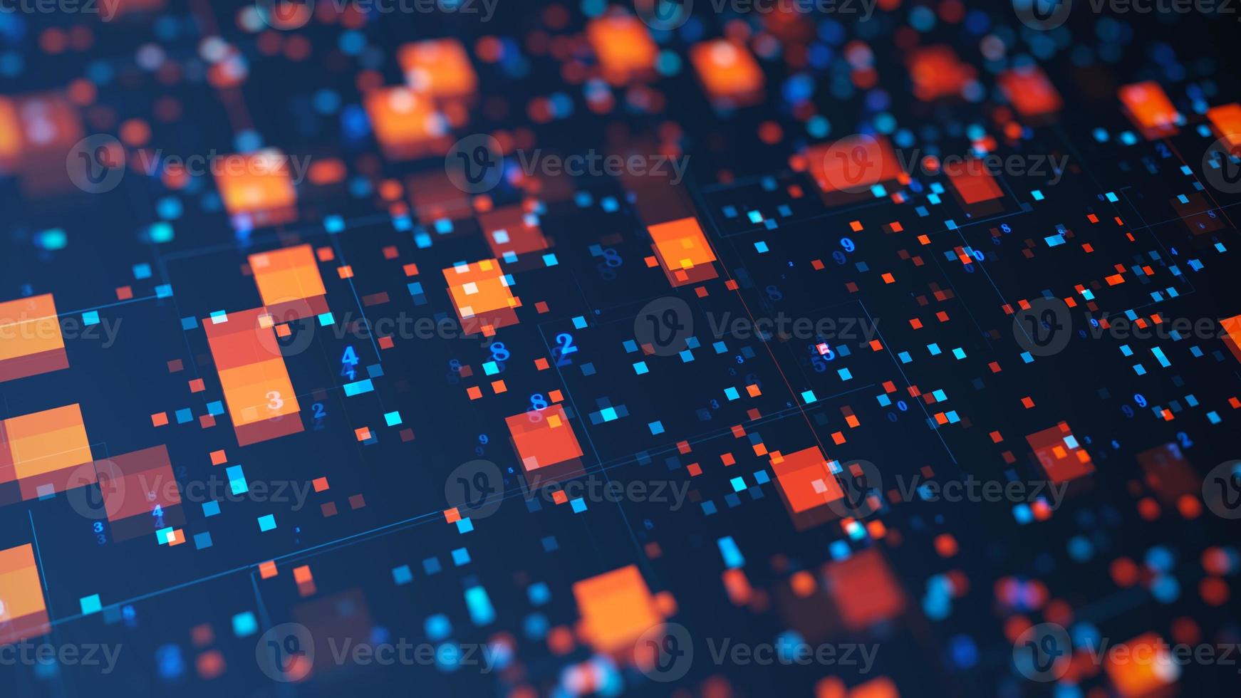 The blockchain system. Concepts of big data storage and Internet technologies. Futuristic information background. 3d rendering. photo