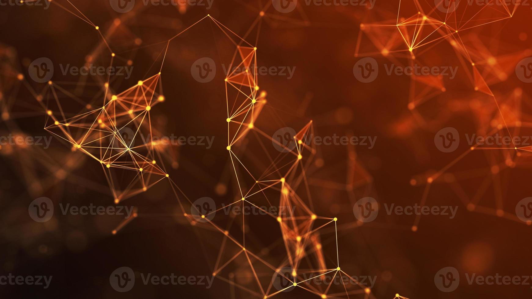 Abstract orange background with moving lines and dots. The concept of big data, technology and science. Worldwide network connection. 3d renderin photo