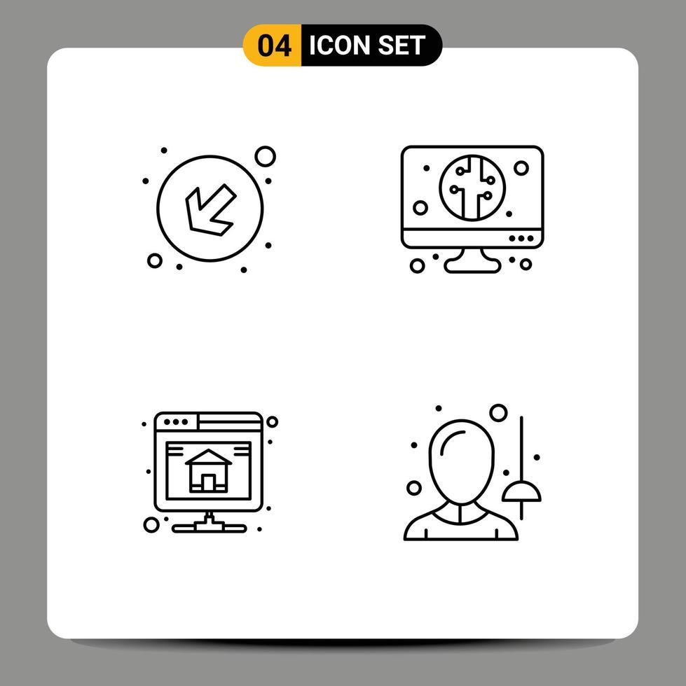 4 Creative Icons Modern Signs and Symbols of arrow server digital backup fencing Editable Vector Design Elements