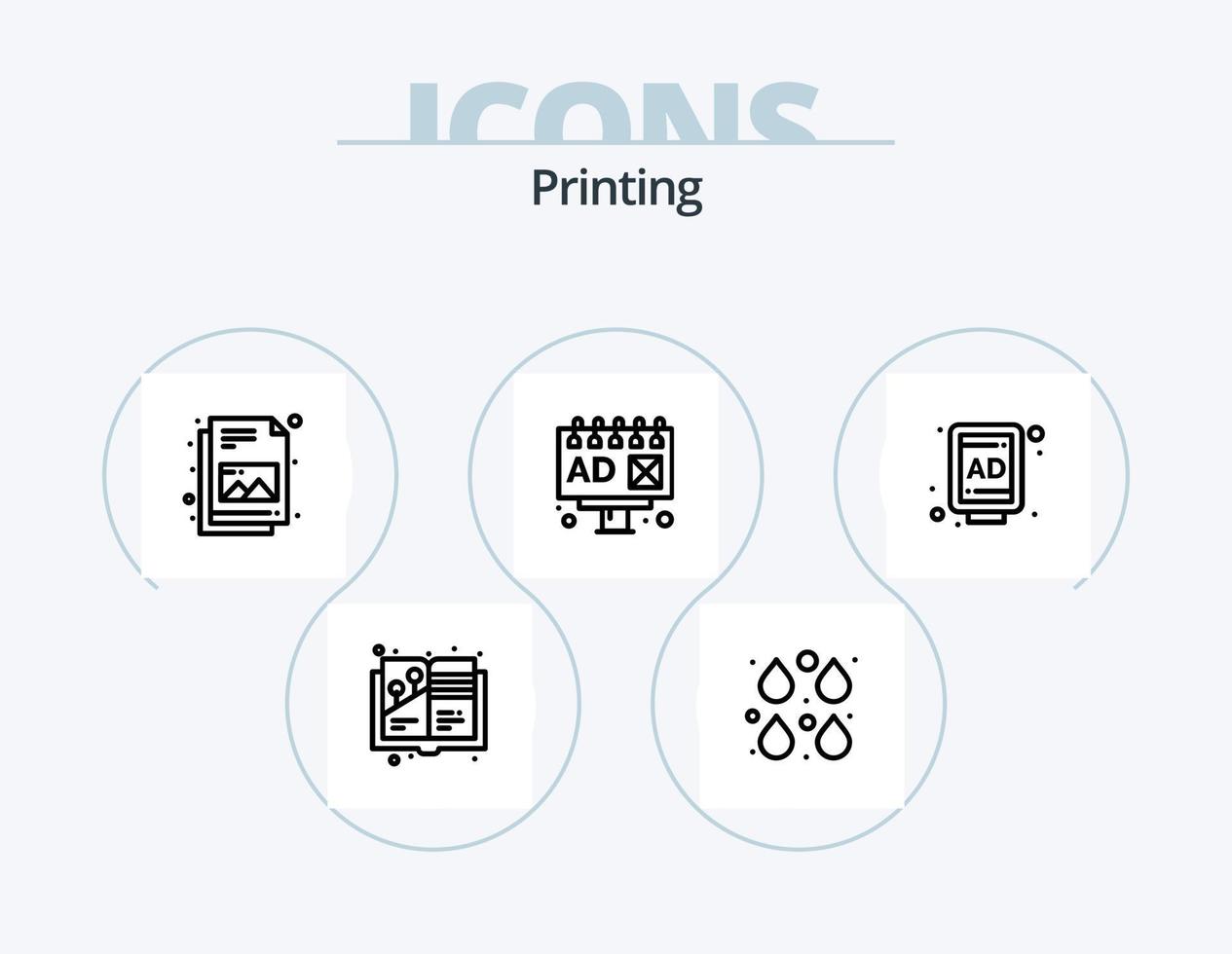 Printing Line Icon Pack 5 Icon Design. . print. server. device. typography vector