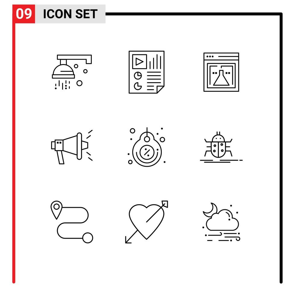 9 Creative Icons Modern Signs and Symbols of label viral video seo web Editable Vector Design Elements