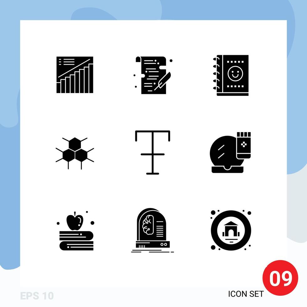 9 Thematic Vector Solid Glyphs and Editable Symbols of format health write medical molecular Editable Vector Design Elements