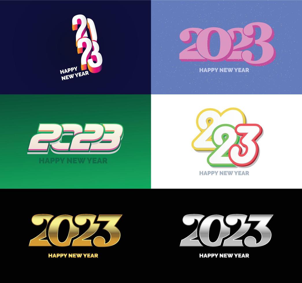 Big Set of 2023 Happy New Year logo text design 2023 number design template vector