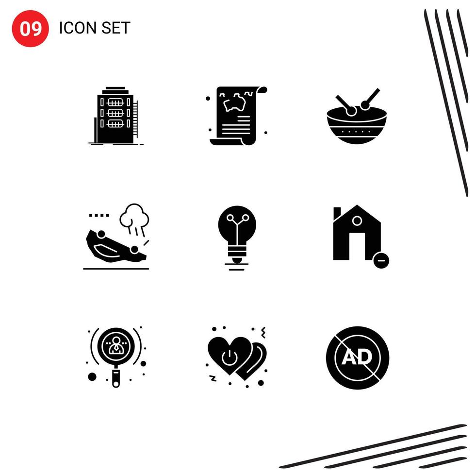 Group of 9 Modern Solid Glyphs Set for flipped car travel accident irish Editable Vector Design Elements