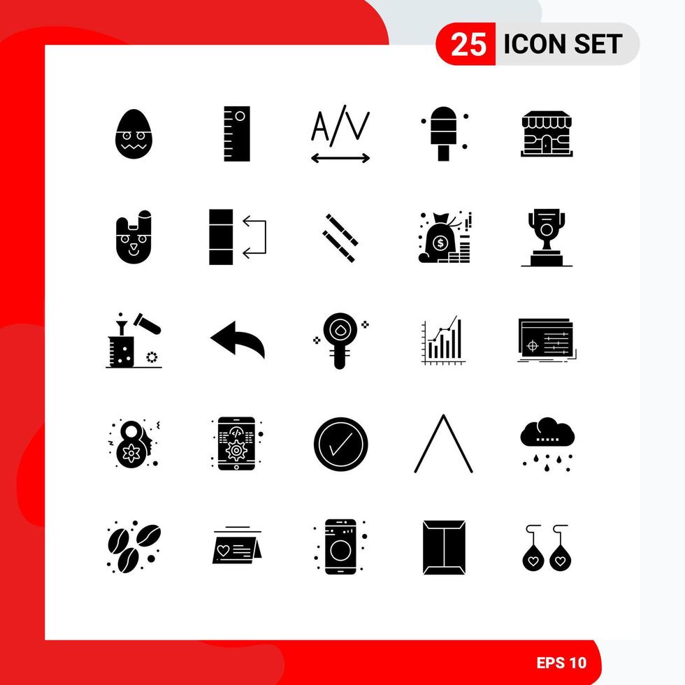 25 Thematic Vector Solid Glyphs and Editable Symbols of rabbit bunny cream animal shopping Editable Vector Design Elements