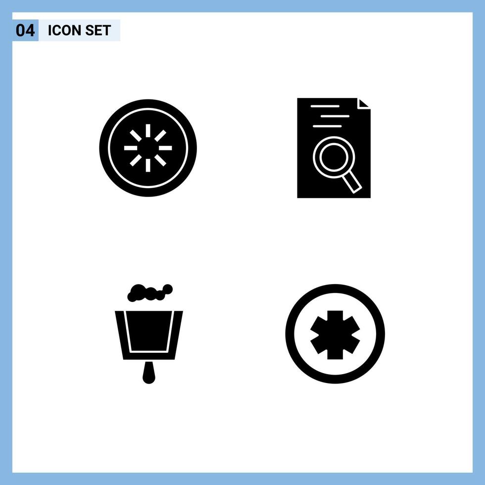 4 User Interface Solid Glyph Pack of modern Signs and Symbols of buffer dustpan interface resume medical Editable Vector Design Elements