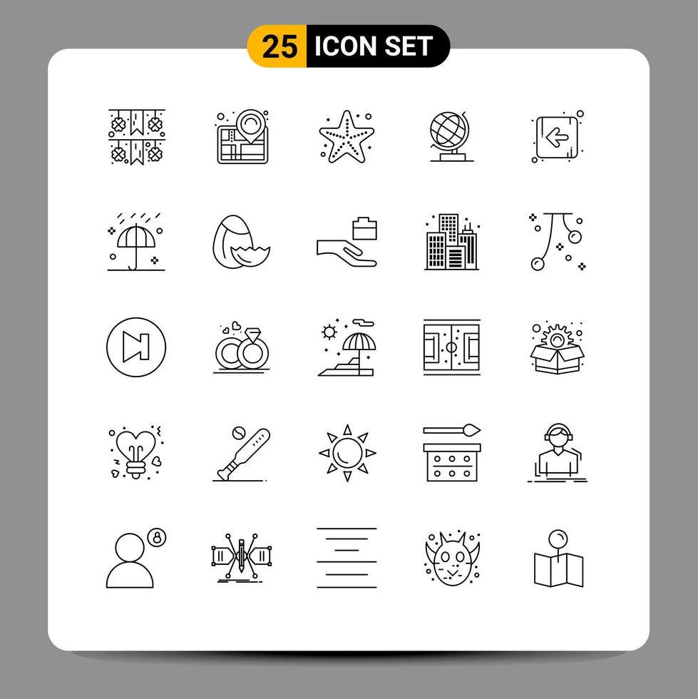 25 Thematic Vector Lines and Editable Symbols of left arrow sea web office Editable Vector Design Elements