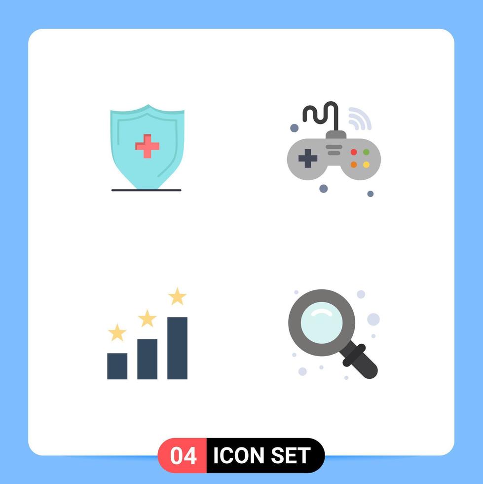 paquete de 4 iconos planos creativos del escudo de logros del hospital elementos de diseño vectorial editables de éxito vector